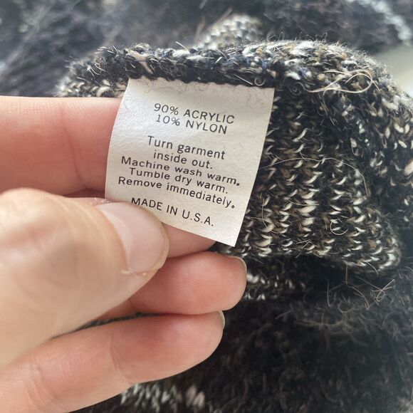 Le Tigre Sweater Mens Vintage Large USA Made Acrylic Grandpa Brown Black NEW - Picture 8 of 9